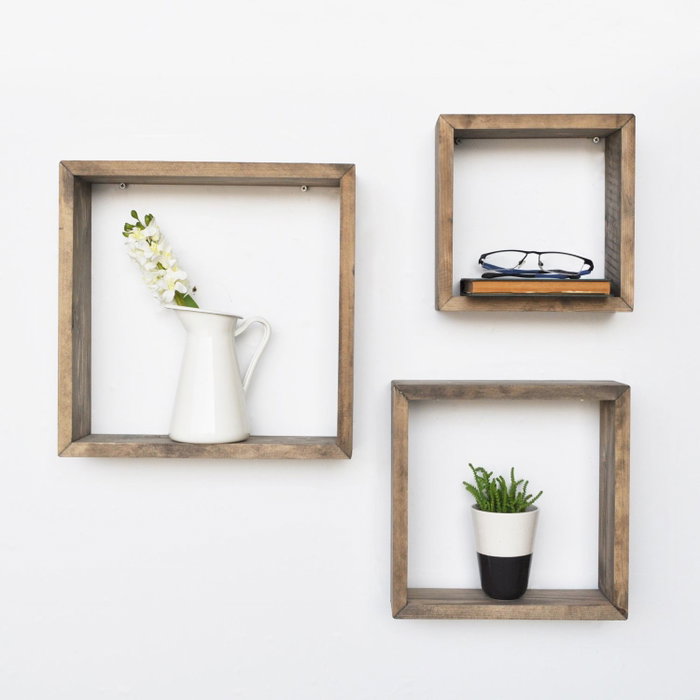 Hanah Home R-Raf349 Conjunto de 3 Estantes de Madera Maciza